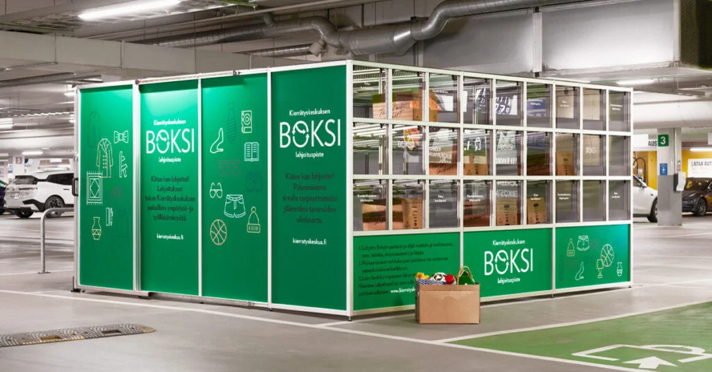 Boksi-lahjoituspisteet toteutettiin yhteistyössä Kierrätyskeskuksen kanssa.